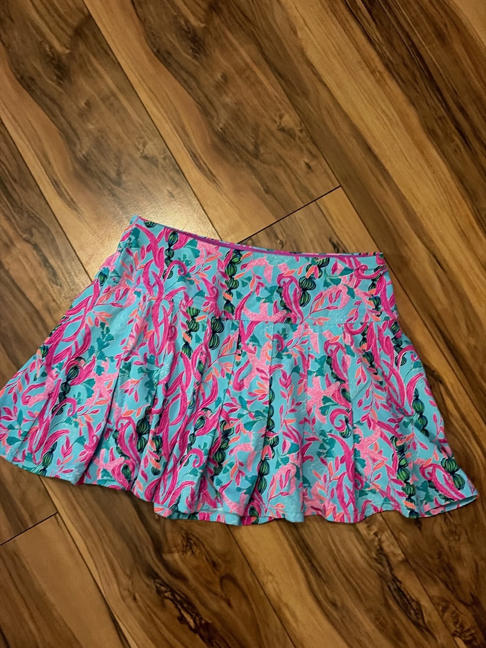 Lilly Pulitzer Turquoise & Hot Pink Floral Skater Skirt